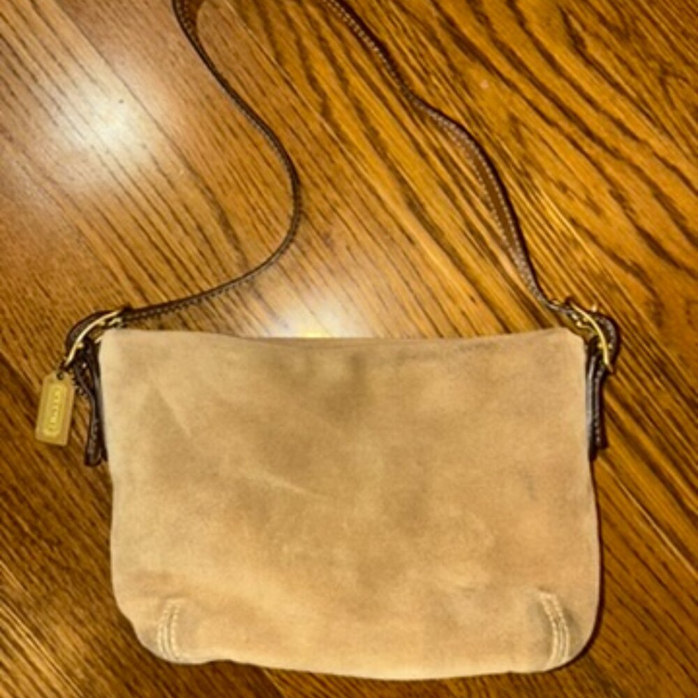 Suede Tan Coach Mini Shoulder Bag